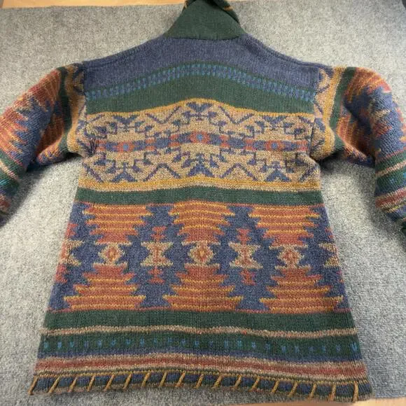 Woolrich Mallard Wool Southwestern Blanket Cardigan Sweater Mens L #H - Picture 2 of 8